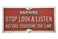 Old Railway warning sign Royalty Free Stock Photo
