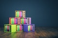 Old rainbow TV pile