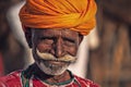 Old Rajasthani man against the background of his camels