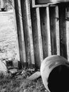 Old Ran Down Barrel on side of Shed Royalty Free Stock Photo