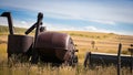 Old Ranch Equipment in Hayfield Royalty Free Stock Photo