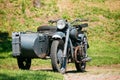 Old Rarity Tricar, Three-Wheeled Gray Motorcycle With A Sidecar