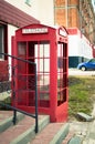 Old Rarity vintage Red English London phone booth Royalty Free Stock Photo