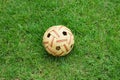 Old Rattan ball or takraw on grass