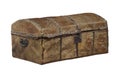 Old rawhide covered trunk isolated. Royalty Free Stock Photo