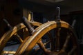 Helm steering wheel old boat ship real art photography light shadow Royalty Free Stock Photo