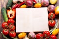 Old recipe book with vegetables for cooking Royalty Free Stock Photo