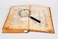 Old recipes book with magnifier