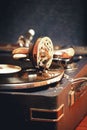 Old record player gramophone Royalty Free Stock Photo