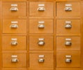 An old rectangular cabinet with twelve drawers Royalty Free Stock Photo