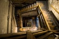 Old rectangular spiral stairways Royalty Free Stock Photo