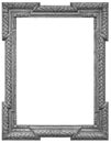 Old rectangular vintage wooden silver-plated frame, isolated on white