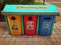 Old recycling bins