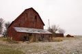 Old red barn after a morning dusting Royalty Free Stock Photo