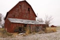 Old red barn after a morning dusting Royalty Free Stock Photo