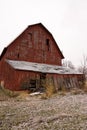 Old red barn after a morning dusting Royalty Free Stock Photo