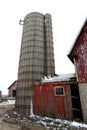 Old Red Barn and Silo in Illinois Royalty Free Stock Photo