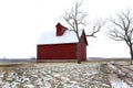 Old Red Barn and Trees in Winter in Illinois Royalty Free Stock Photo