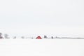 A old red barn in a white winter landscape Royalty Free Stock Photo