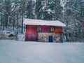 Old red barn in winter Royalty Free Stock Photo
