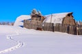 Old Red Barn in Winter Royalty Free Stock Photo