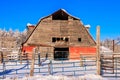 Old Red Barn in Winter Royalty Free Stock Photo