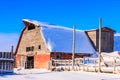 Old Red Barn in Winter Royalty Free Stock Photo