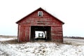 Old Red Barn in Winter Snow in Illinois Royalty Free Stock Photo