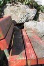 Old red vintage bench