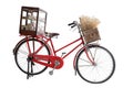 Old Red Bike Put placed wicker baskets
