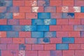 Old red and bkue brick pavement, texture Royalty Free Stock Photo