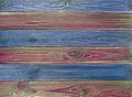 Old red-blue grunge wood planks background