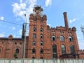 Old red brick building of malting plant at Maikop brewery