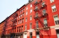 Old red brick buildings with fire escapes, New York City, USA Royalty Free Stock Photo