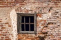 Old red brick castle wall and old window Royalty Free Stock Photo