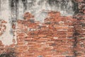 Old red Brick and cement dru Wall Texture background image. Grunge Red Stonewall Background Royalty Free Stock Photo