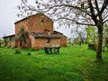 Old red brick cottage in the countryside Royalty Free Stock Photo