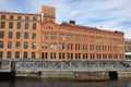 Old red brick factory. Industrial landscape. Norrkoping. Sweden Royalty Free Stock Photo