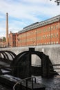 Old red brick factory. Industrial landscape. Norrkoping. Sweden Royalty Free Stock Photo