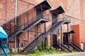 Industrial building entrance facade with red brick walls Royalty Free Stock Photo