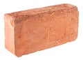 Old red brick isolated on white background. Single red clay rough brick