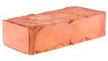 Old red brick isolated on white background. Single red clay rough brick