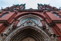 Old red brick Johannes Church in Helsinki, Finland Royalty Free Stock Photo