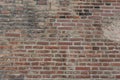 Old Red brick wall as background, wallpaper. Red bricks pattern, texture. Horizontal wide brick wall