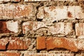 Old red brick wall with cracks and scuffs, style loft background