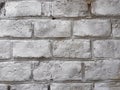 Old brick wall with damaged white paint layer, closeup background photo texture. Seamless composition Royalty Free Stock Photo