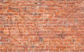Old red brick wall grunge texture. Old cracked bricks wall with a weathered surface Royalty Free Stock Photo