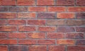 Old red brick wall grunge texture. Old cracked bricks wall with a weathered surface close up Royalty Free Stock Photo