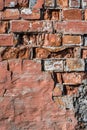 Old red brick wall, grunge vertical background. Royalty Free Stock Photo