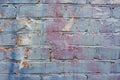 Old red brick wall, masonry close-up texture, brick painted blue Royalty Free Stock Photo